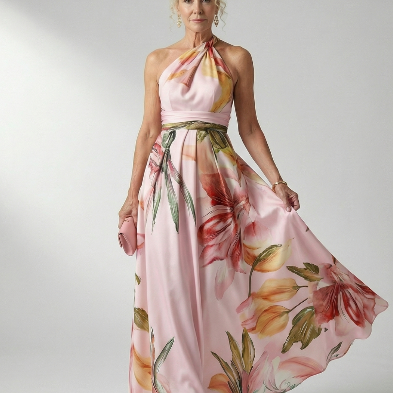 Anita | Maxi-jurk met bloemenprint en bindceintuur