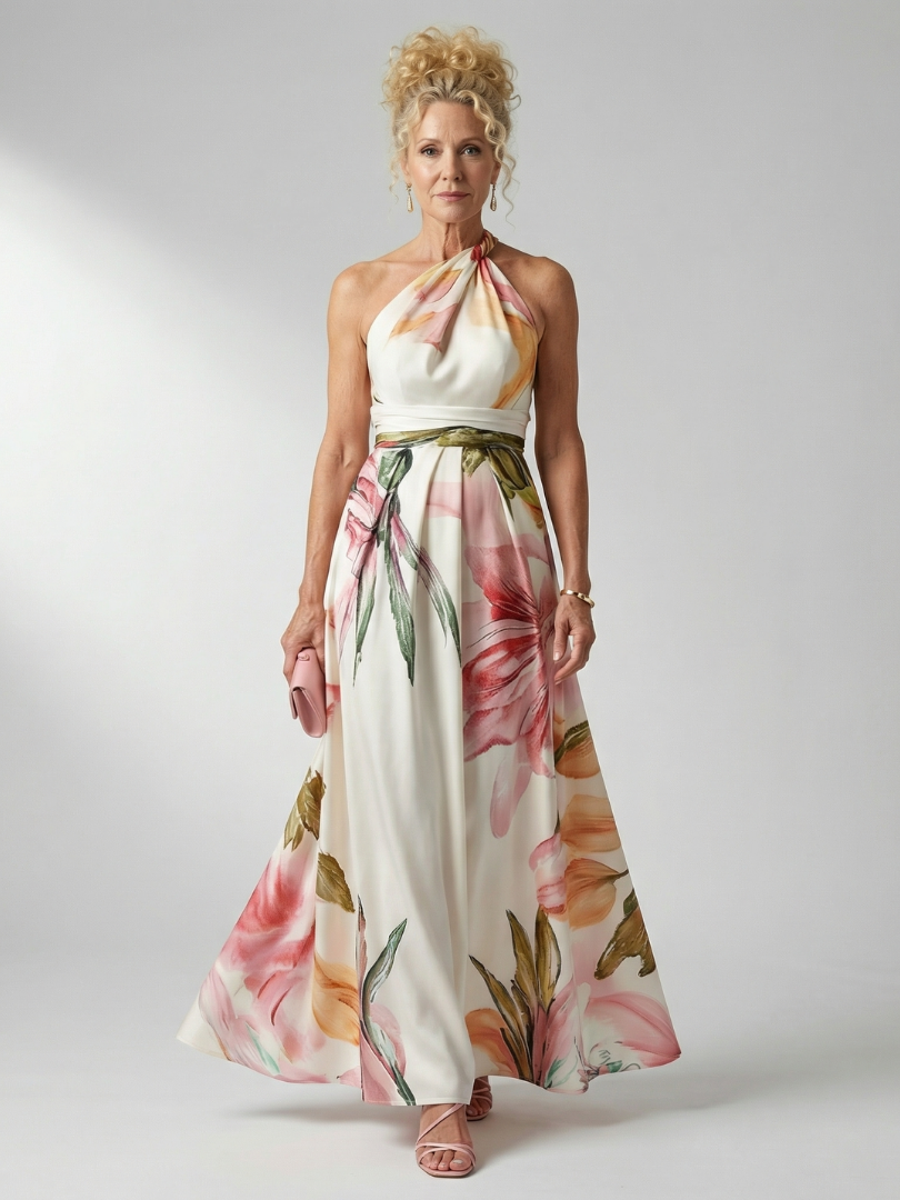 Anita | Maxi-jurk met bloemenprint en bindceintuur