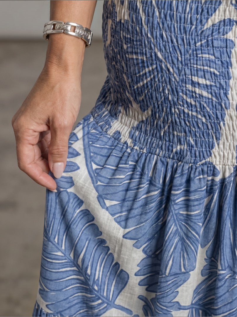 Annemarie | Tweedelige set met bladmotief in blauw