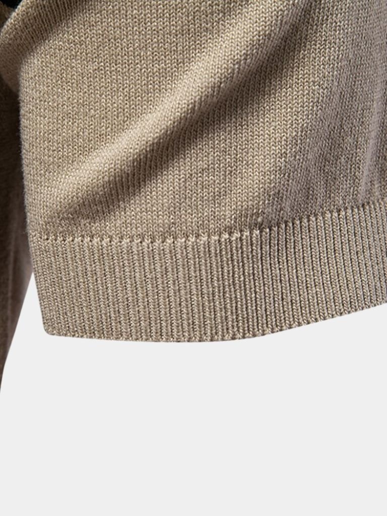 Arjan | Polo met zwart-camel kleurvlakken