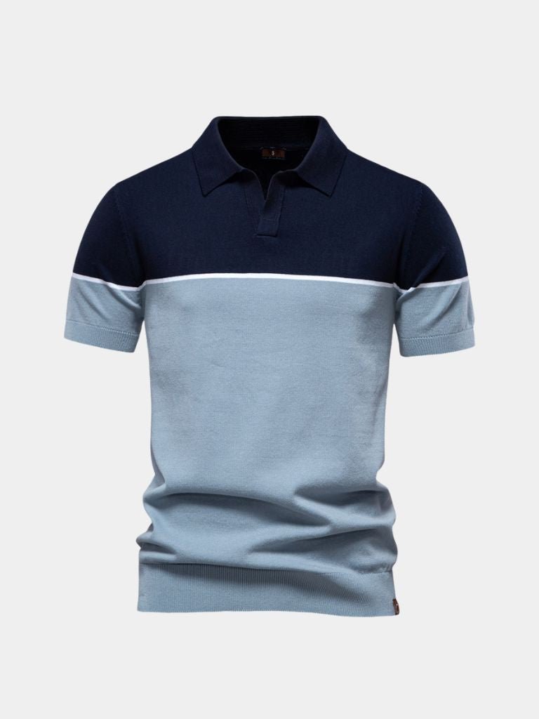 Arjan | Polo met zwart-camel kleurvlakken