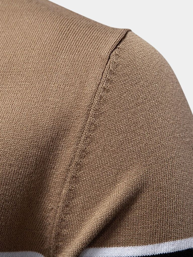 Arjan | Polo met zwart-camel kleurvlakken