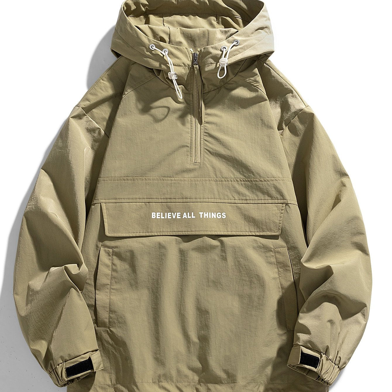 Bart | Nylon windjack met capuchon en halve rits