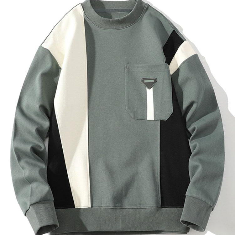 Bas | Sweater met kleurvlakken en borstzak