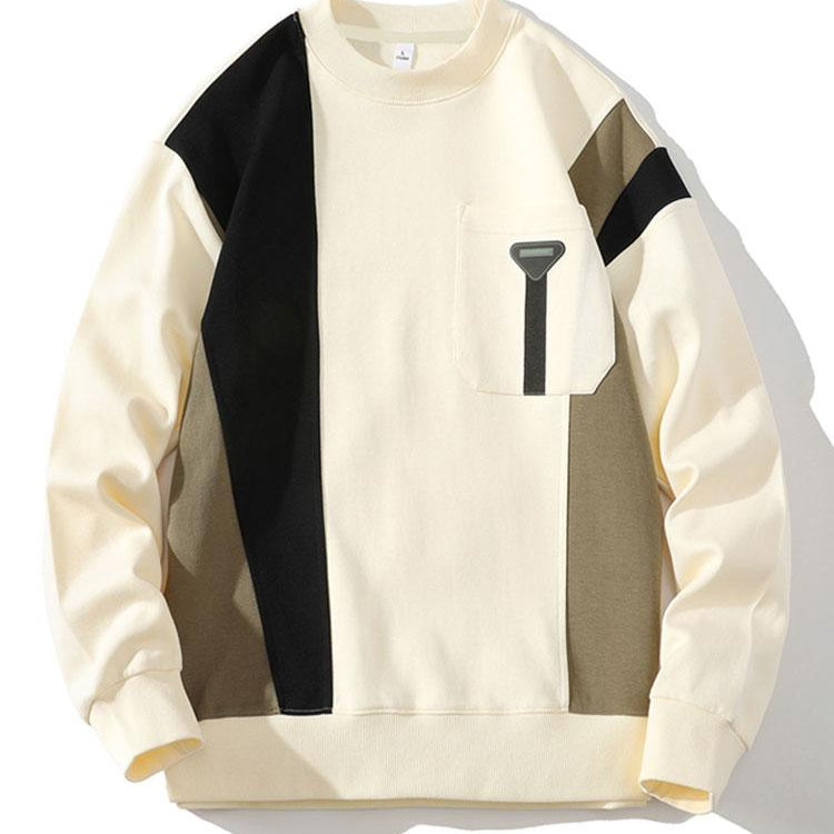 Bas | Sweater met kleurvlakken en borstzak