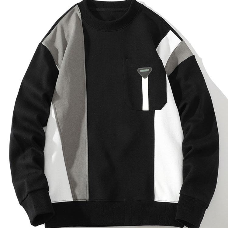 Bas | Sweater met kleurvlakken en borstzak