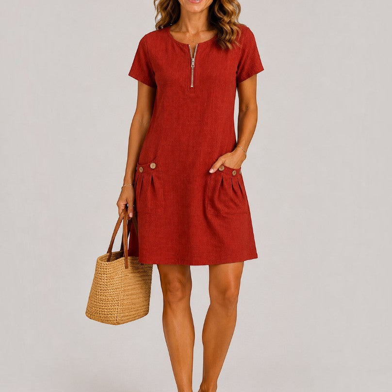 Bep | Groene zomerjurk met linnenlook