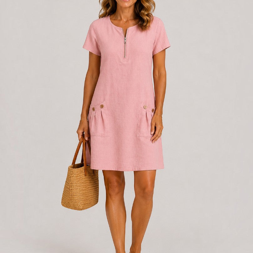 Bep | Groene zomerjurk met linnenlook
