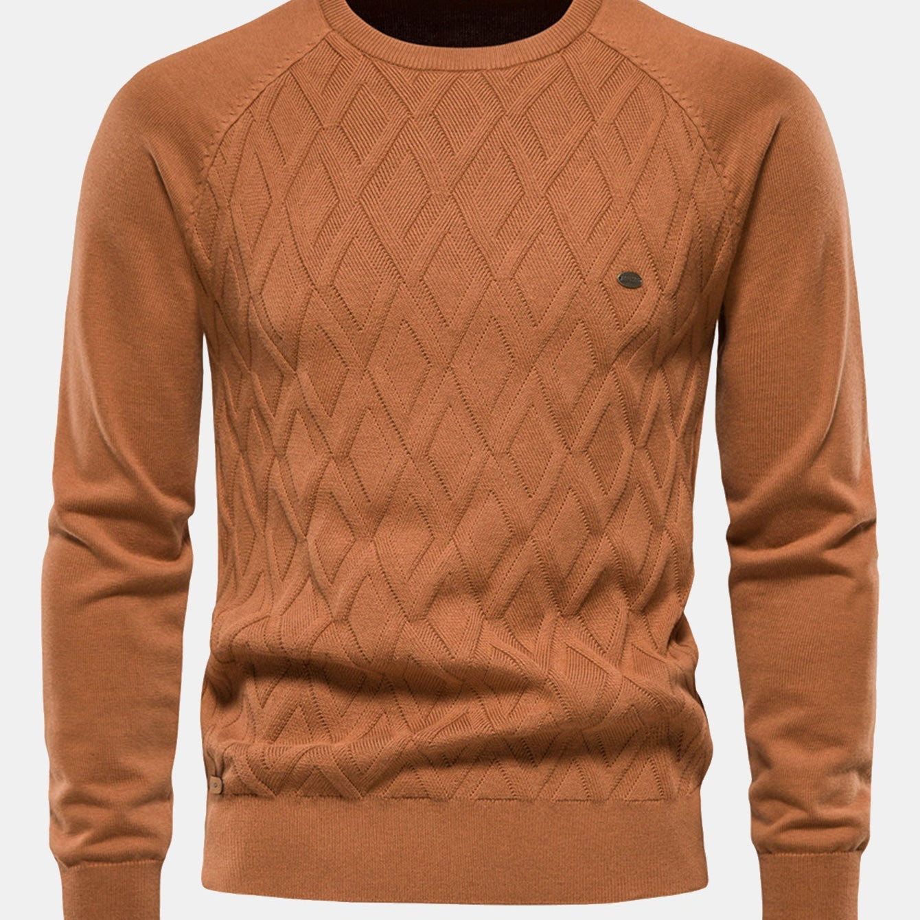 Cas | Jacquardtrui met geometrisch motief en ronde hals