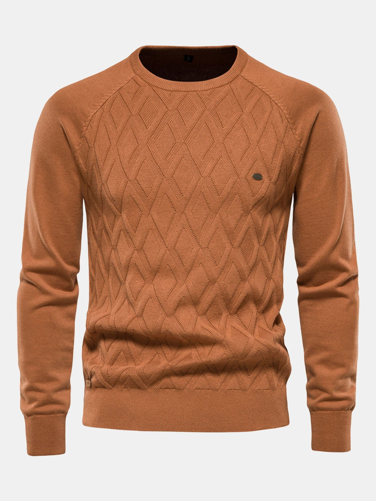 Cas | Jacquardtrui met geometrisch motief en ronde hals