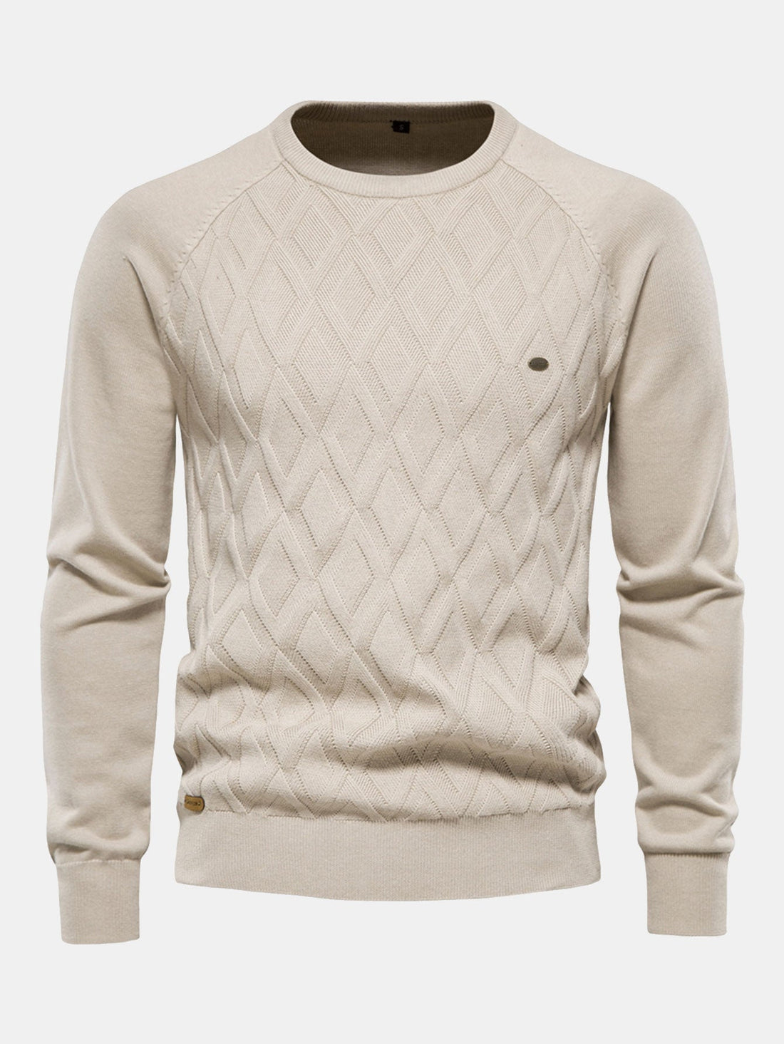 Cas | Jacquardtrui met geometrisch motief en ronde hals