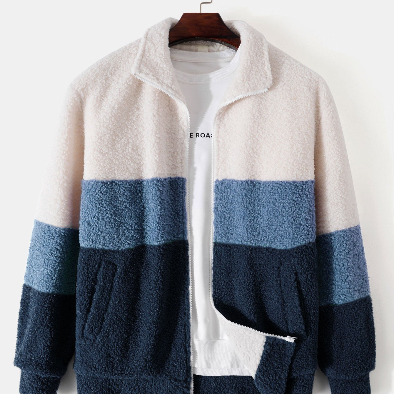 Casper | Teddyfleece jas met kleurblokken en rits