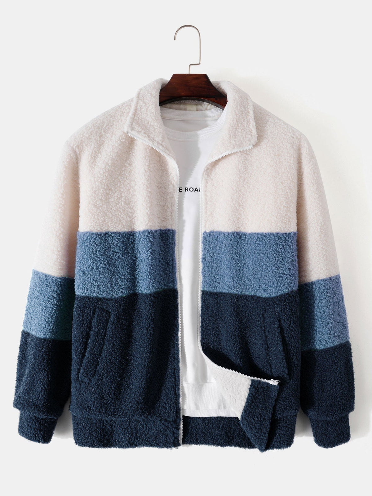 Casper | Teddyfleece jas met kleurblokken en rits