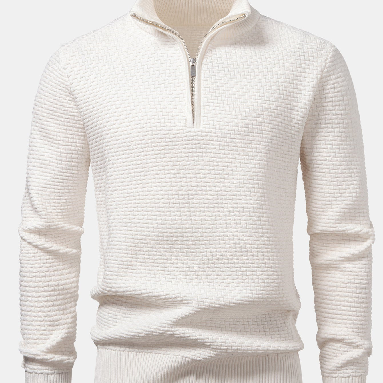 Cees | Jacquardtrui met golfpatroon en korte rits