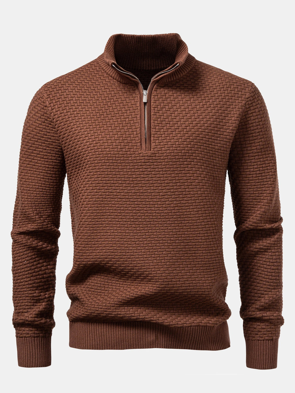 Cees | Jacquardtrui met golfpatroon en korte rits