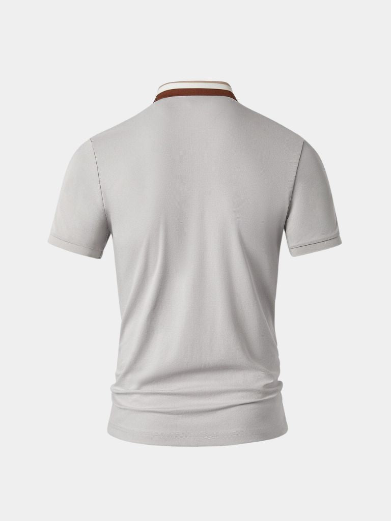 Chiel | Lichtgrijze polo met contrastkraag