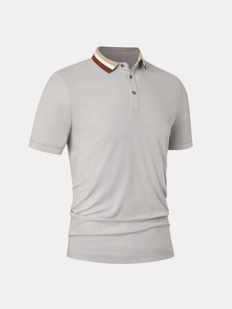 Chiel | Lichtgrijze polo met contrastkraag