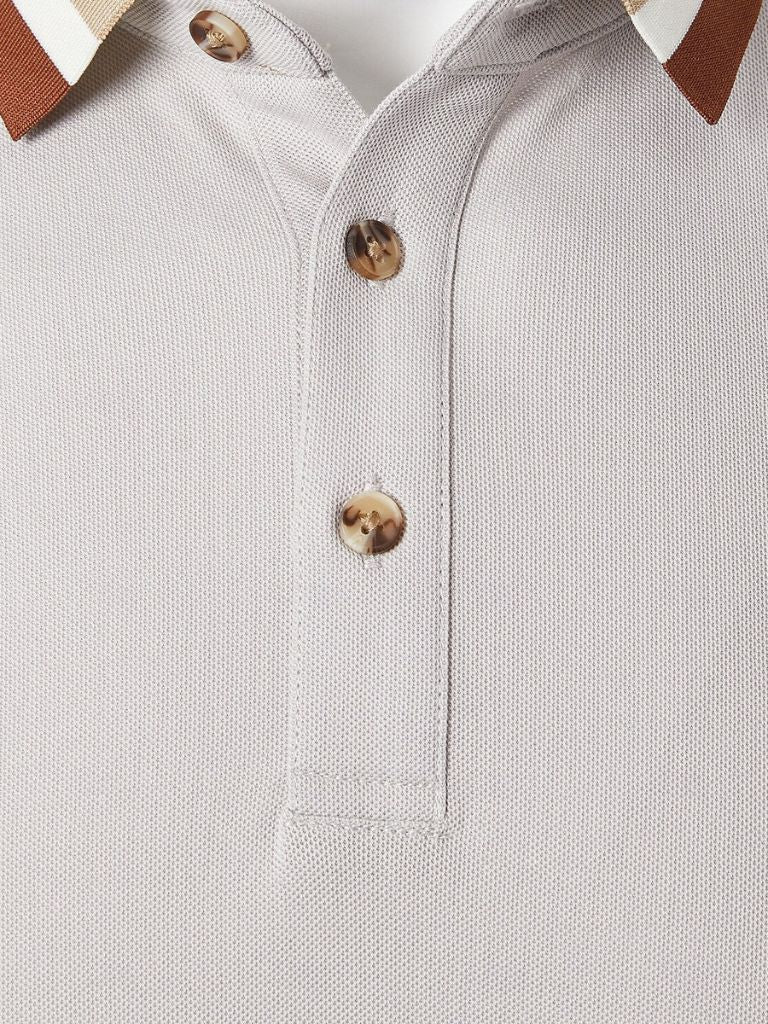 Chiel | Lichtgrijze polo met contrastkraag