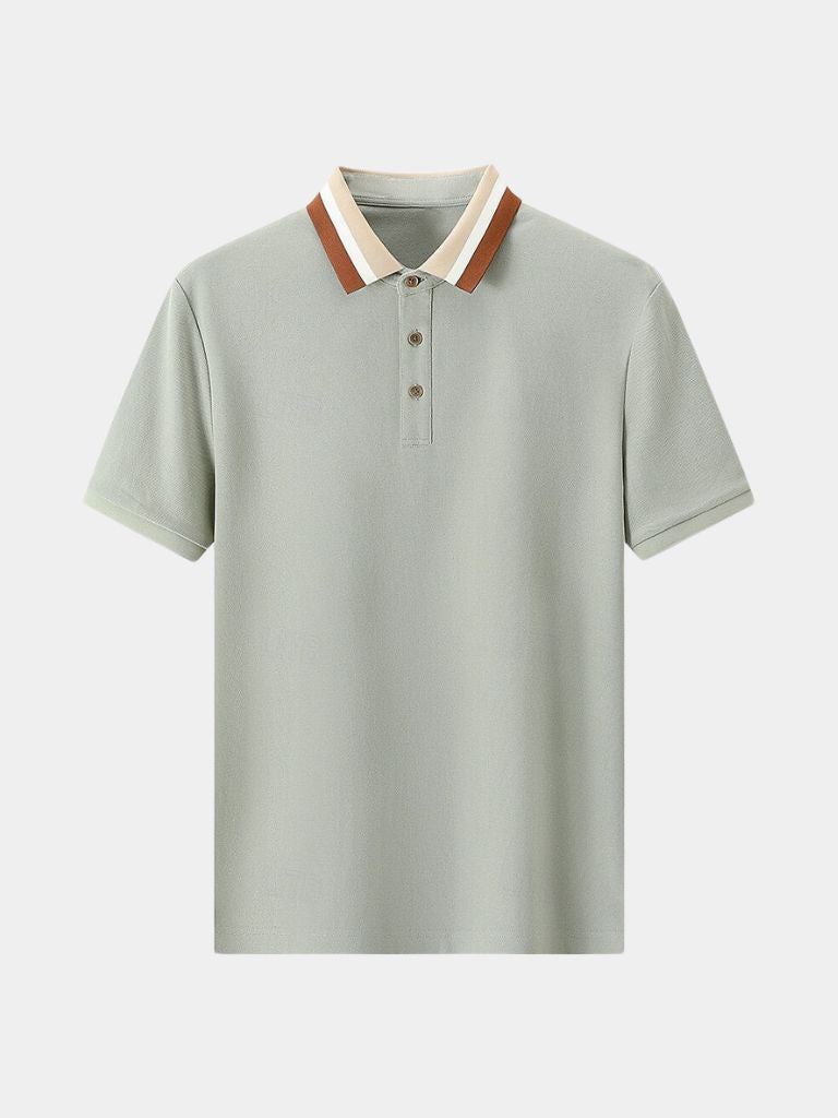 Chiel | Lichtgrijze polo met contrastkraag