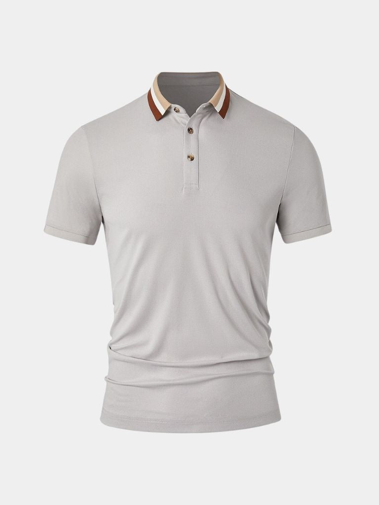 Chiel | Lichtgrijze polo met contrastkraag