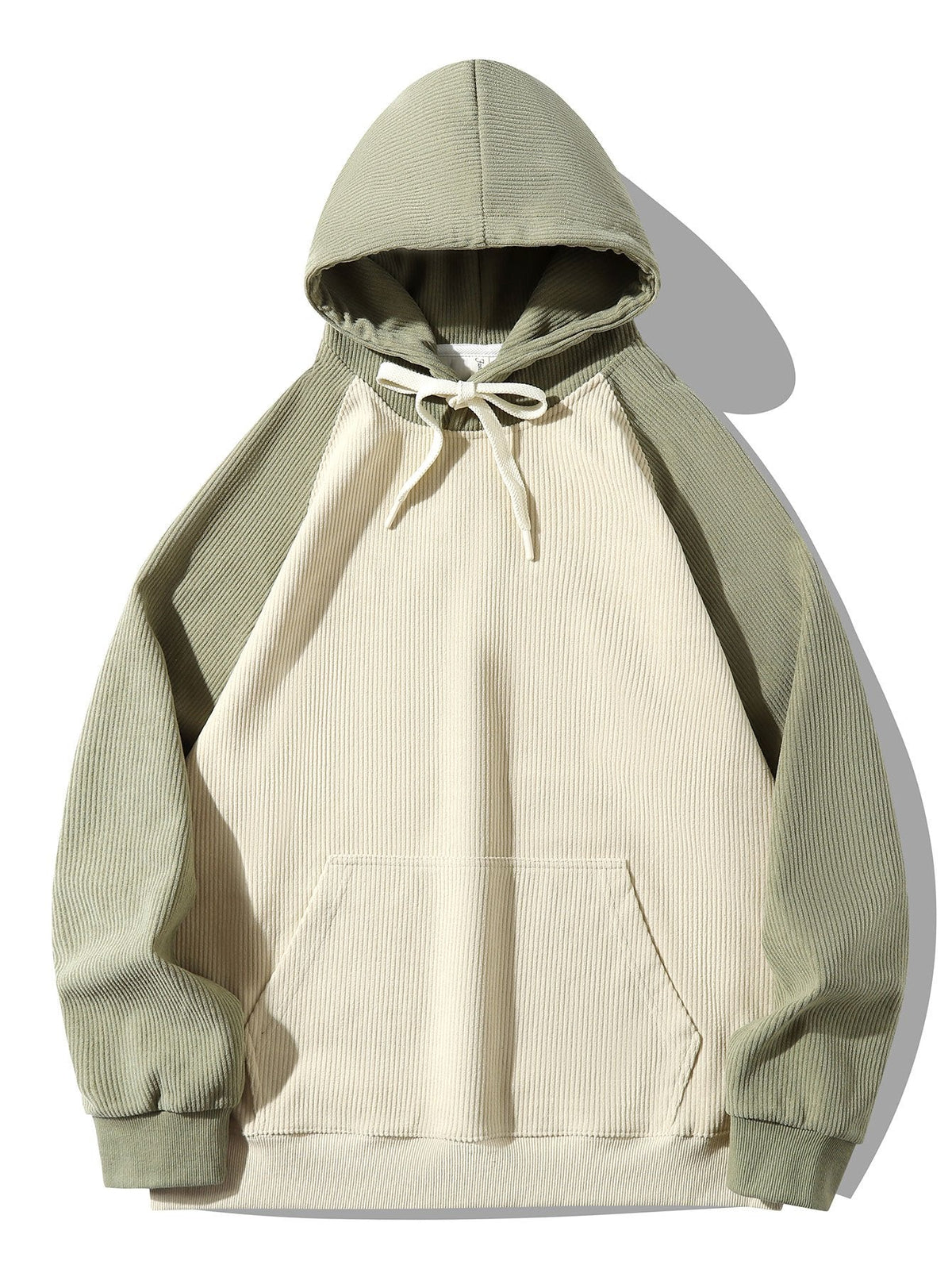 Coen | Hoodie met corduroypanelen en raglanmouwen