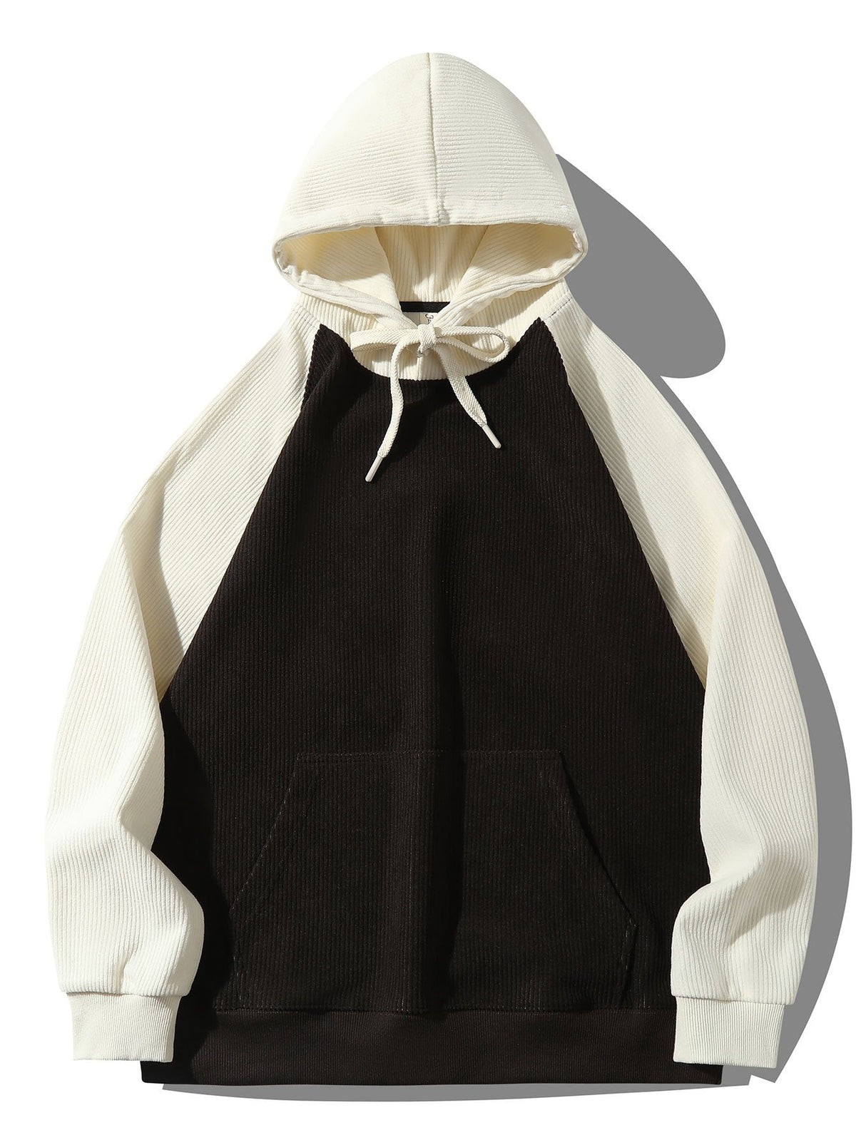Coen | Hoodie met corduroypanelen en raglanmouwen