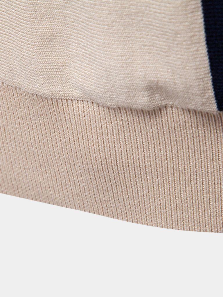 Corné | Beige polo met verticale retrostrepen