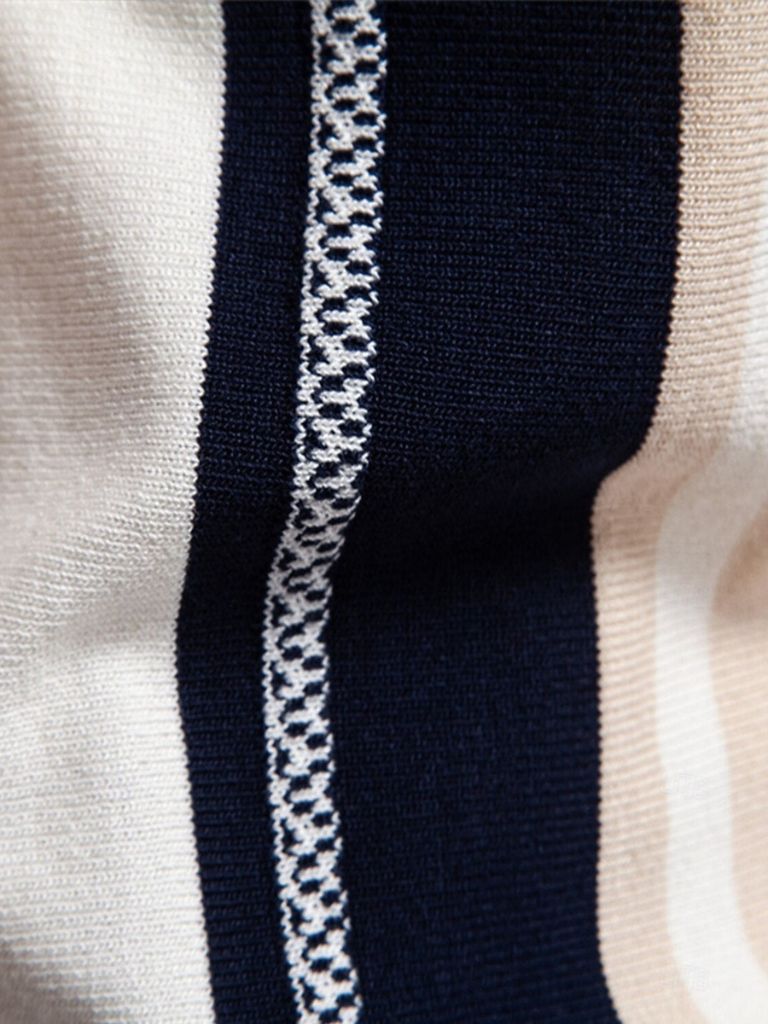 Corné | Beige polo met verticale retrostrepen