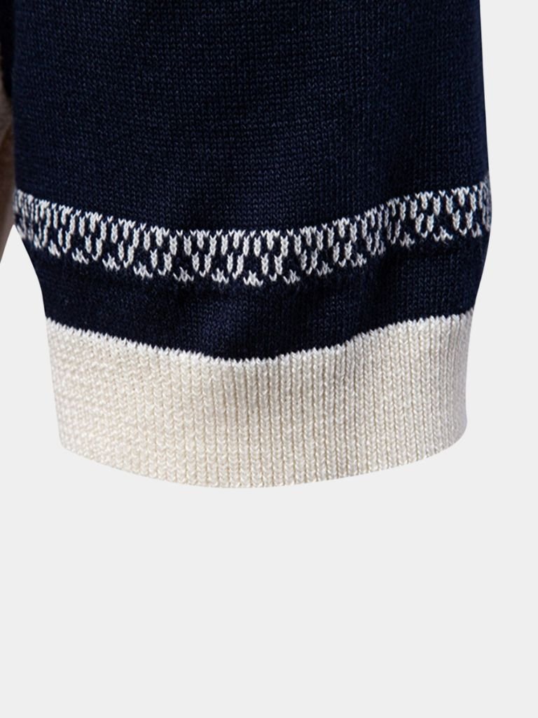 Corné | Beige polo met verticale retrostrepen