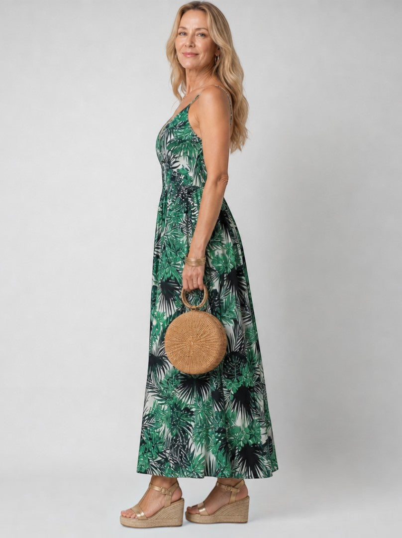 Corry | Maxi-jurk met palmenmotief