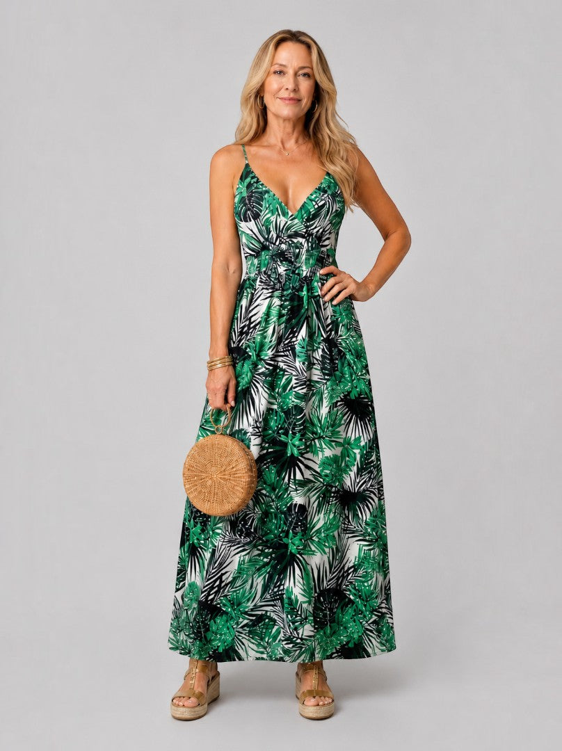 Corry | Maxi-jurk met palmenmotief