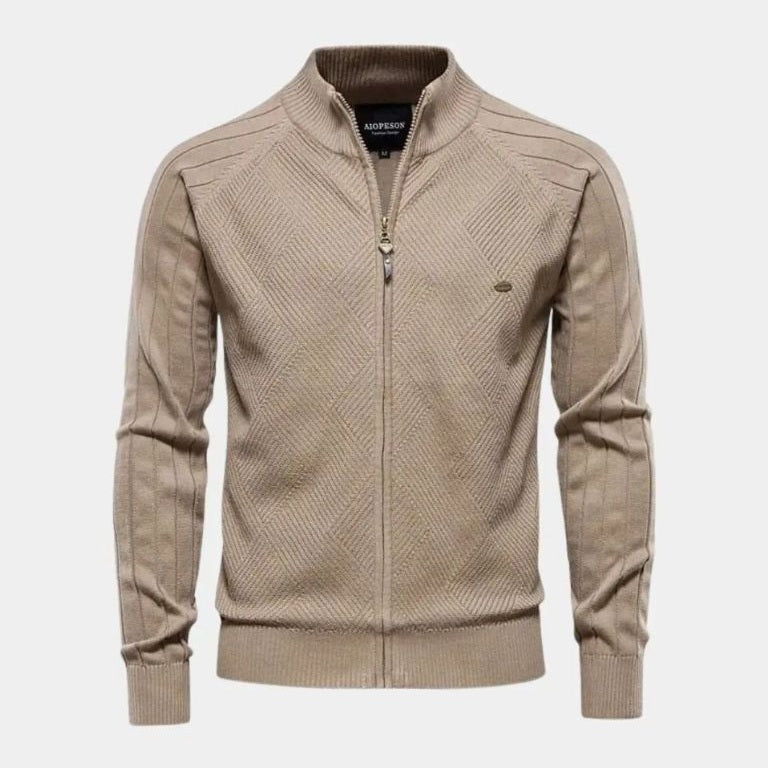 Hobbe | Beige gebreid vest met rits