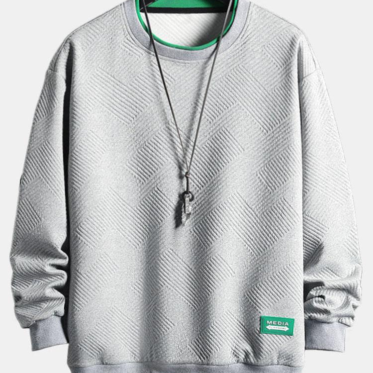 David | Sweater met geometrisch streepjacquard en relaxte pasvorm