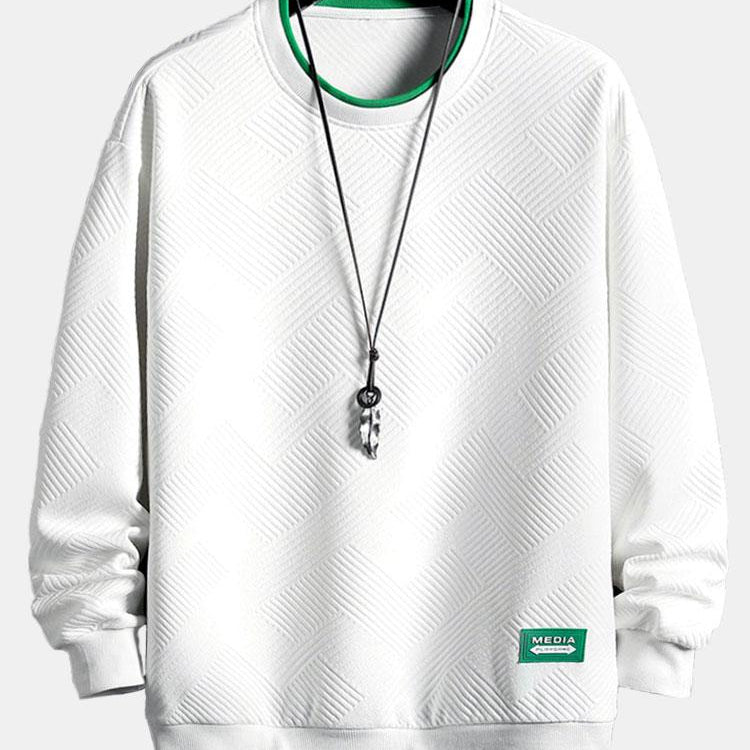 David | Sweater met geometrisch streepjacquard en relaxte pasvorm