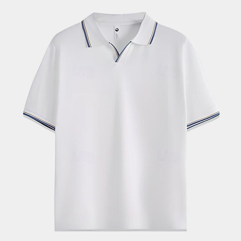 Dick | Zwarte polo met open kraag