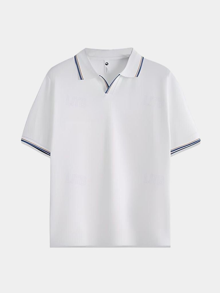 Dick | Zwarte polo met open kraag