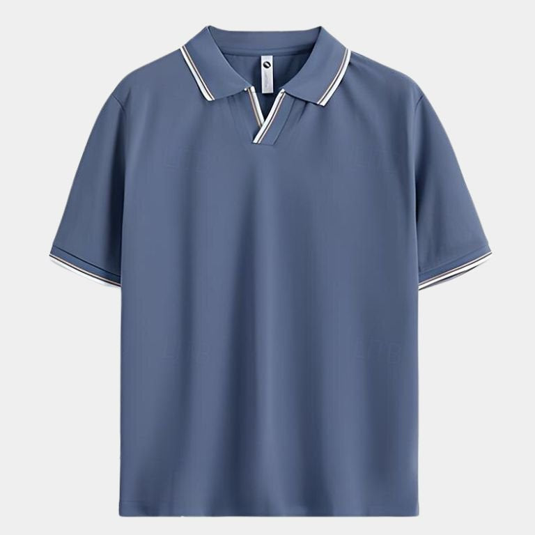 Dick | Zwarte polo met open kraag