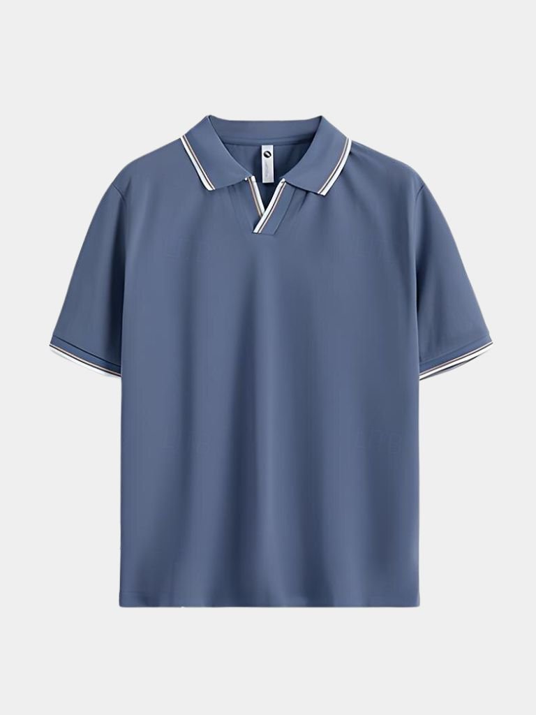 Dick | Zwarte polo met open kraag