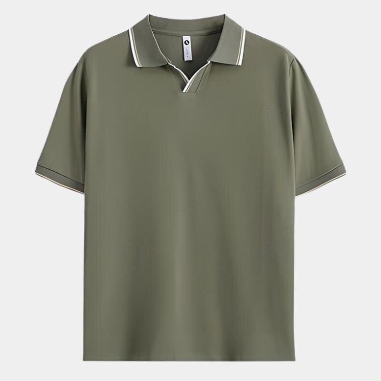 Dick | Zwarte polo met open kraag