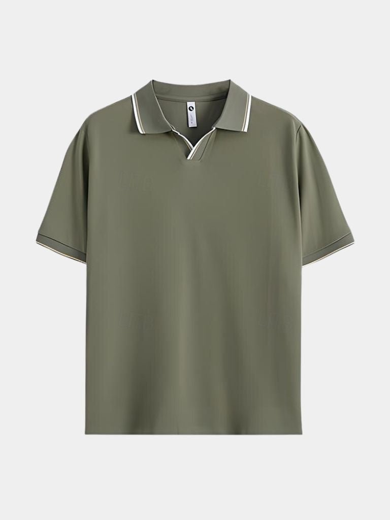 Dick | Zwarte polo met open kraag