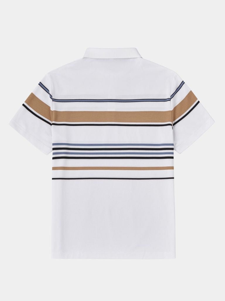 Diede | Witte polo met meerkleurige strepen