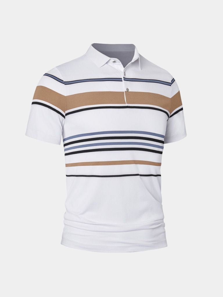 Diede | Witte polo met meerkleurige strepen