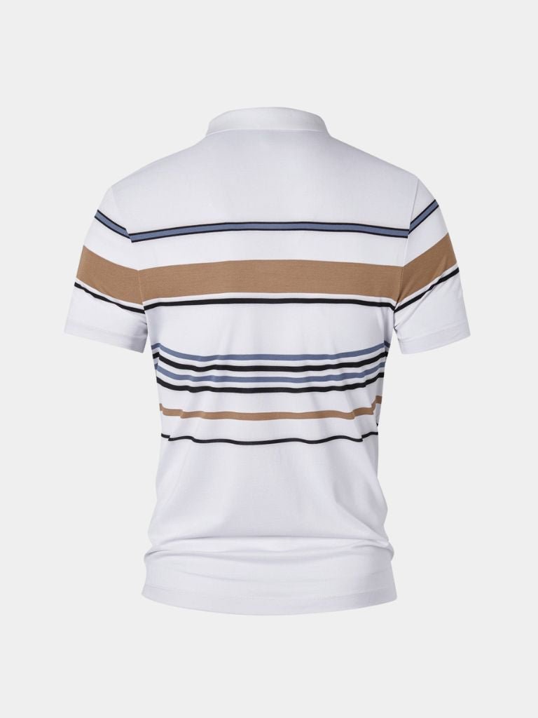 Diede | Witte polo met meerkleurige strepen