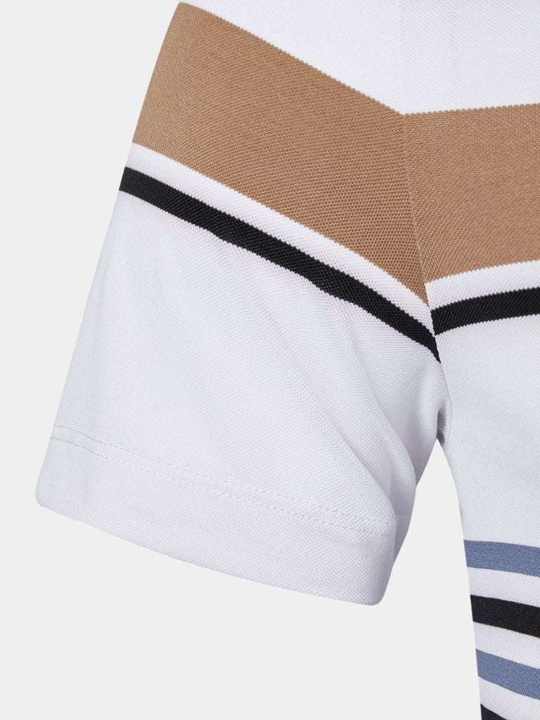 Diede | Witte polo met meerkleurige strepen