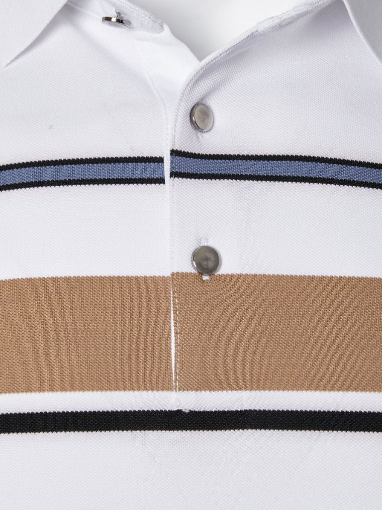 Diede | Witte polo met meerkleurige strepen