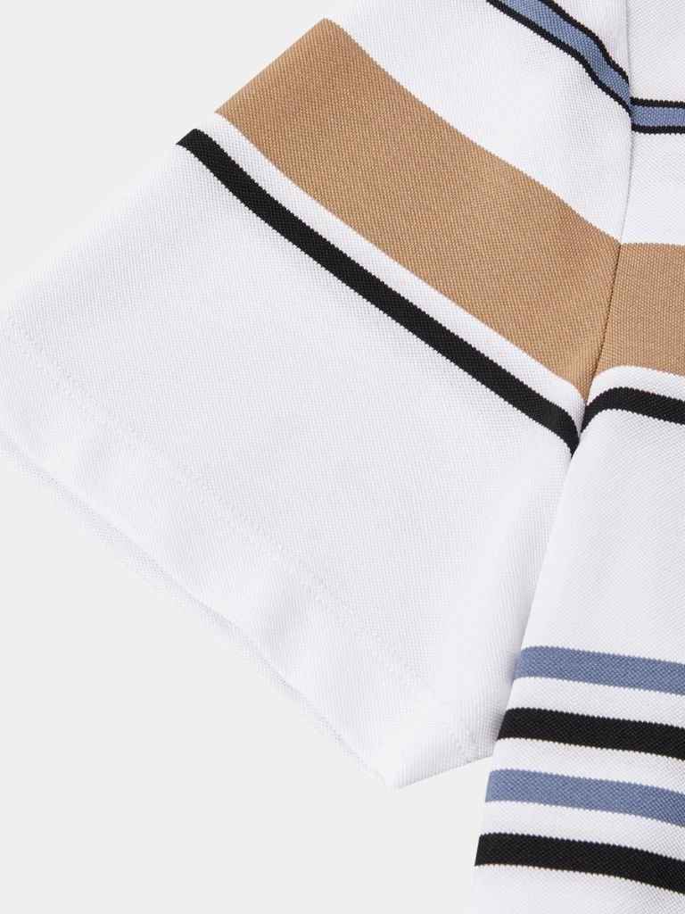 Diede | Witte polo met meerkleurige strepen