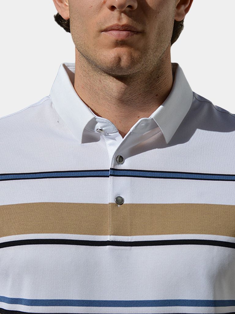 Diede | Witte polo met meerkleurige strepen