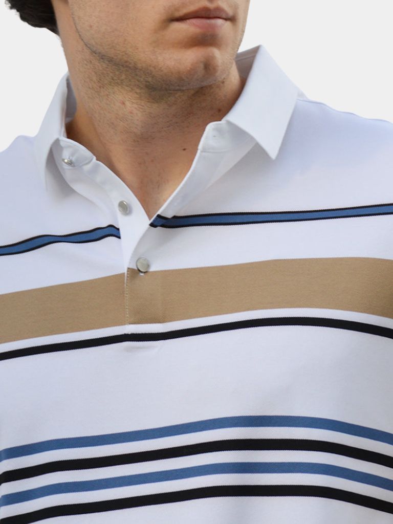 Diede | Witte polo met meerkleurige strepen