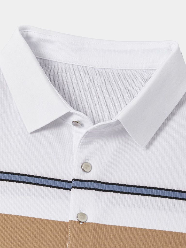 Diede | Witte polo met meerkleurige strepen