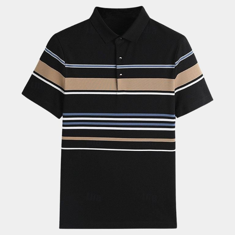 Diede | Witte polo met meerkleurige strepen